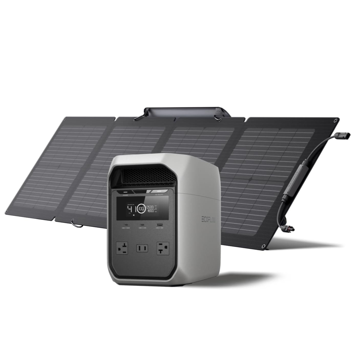 EF ECOFLOW Solar Generator DELTA 3 Classic with 220W Solar Panel, 1024Wh LiFePO4 Battery Portable Power Station, 1800W AC/100W USB-C Output (3600W Surge), 1 Hr Fast Charge for Home, Camping, RV
