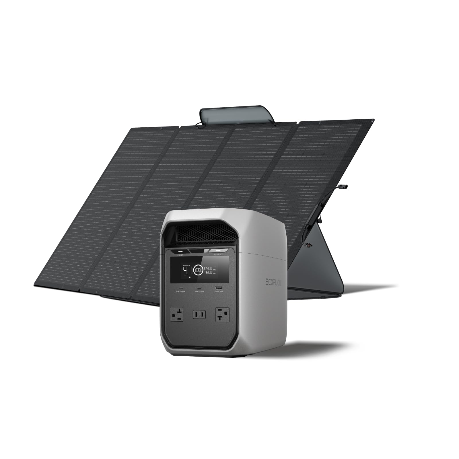 EF ECOFLOW Solar Generator DELTA 3 Classic with 220W Solar Panel, 1024Wh LiFePO4 Battery Portable Power Station, 1800W AC/100W USB-C Output (3600W Surge), 1 Hr Fast Charge for Home, Camping, RV