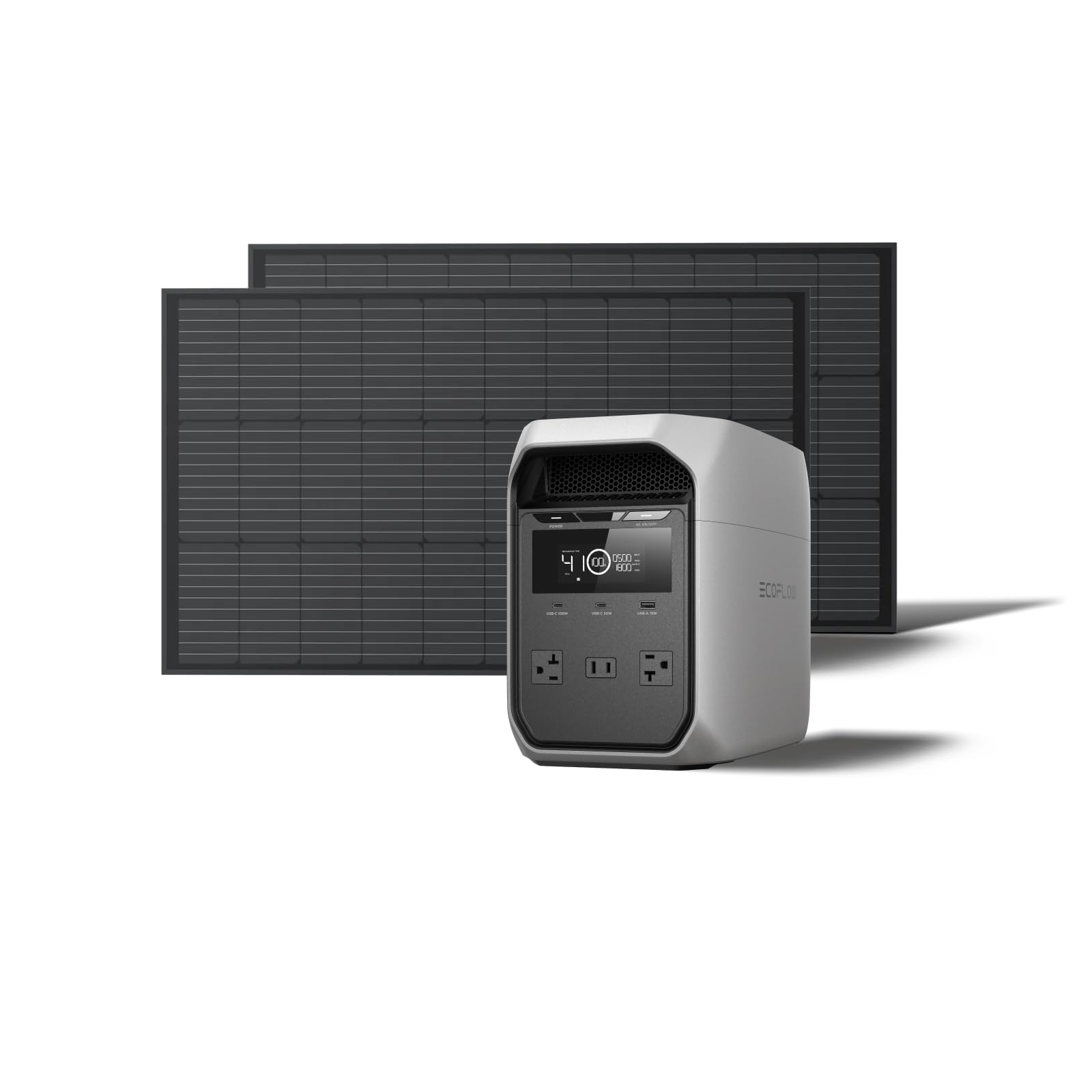 EF ECOFLOW Solar Generator DELTA 3 Classic with 220W Solar Panel, 1024Wh LiFePO4 Battery Portable Power Station, 1800W AC/100W USB-C Output (3600W Surge), 1 Hr Fast Charge for Home, Camping, RV