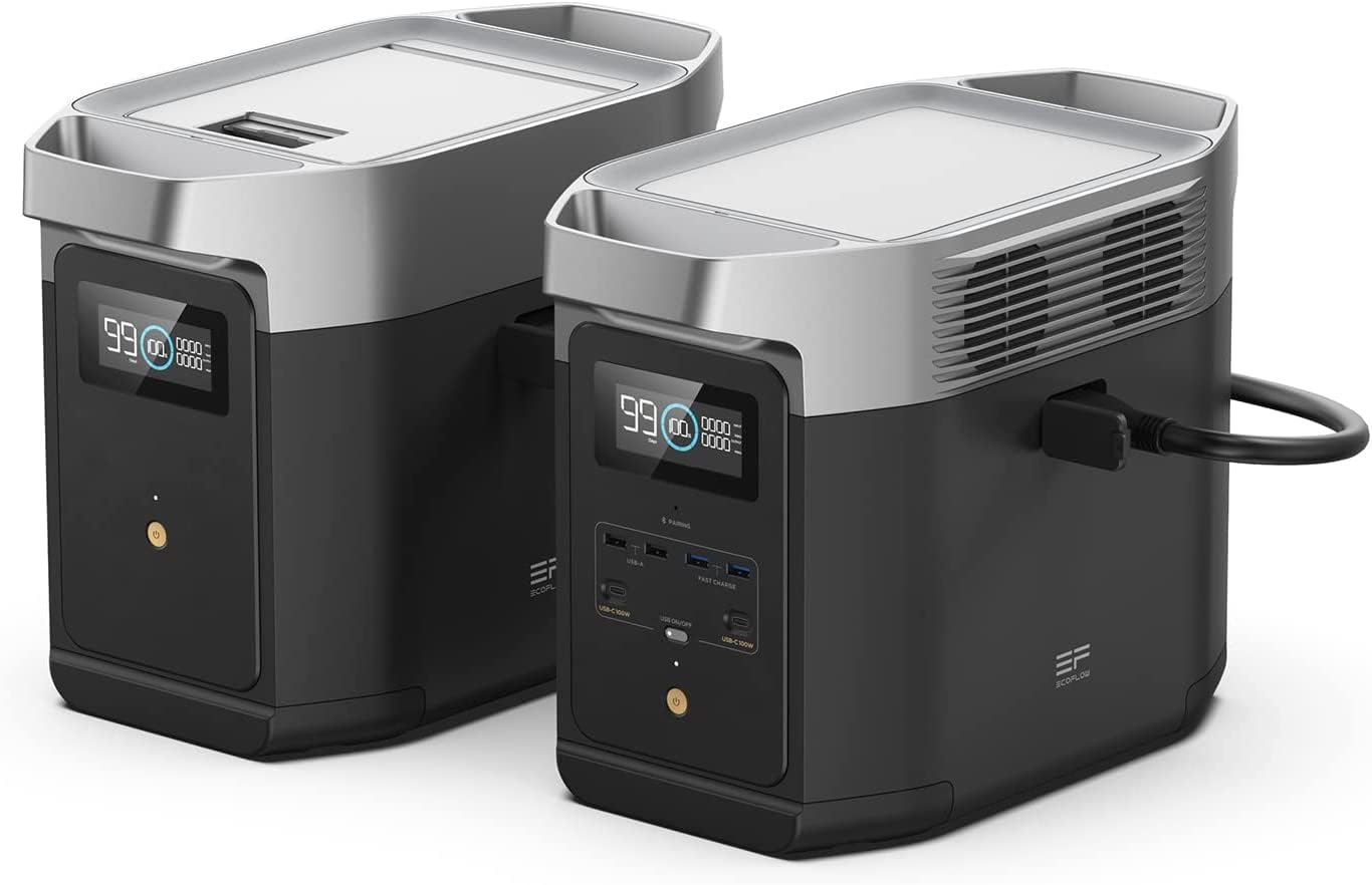 EF ECOFLOW Solar Generator DELTA 3 Classic with 220W Solar Panel, 1024Wh LiFePO4 Battery Portable Power Station, 1800W AC/100W USB-C Output (3600W Surge), 1 Hr Fast Charge for Home, Camping, RV