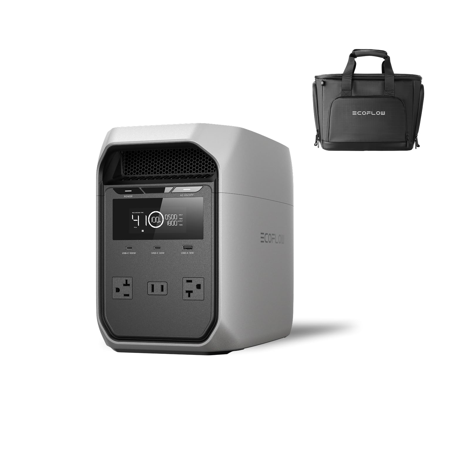EF ECOFLOW Solar Generator DELTA 3 Classic with 220W Solar Panel, 1024Wh LiFePO4 Battery Portable Power Station, 1800W AC/100W USB-C Output (3600W Surge), 1 Hr Fast Charge for Home, Camping, RV