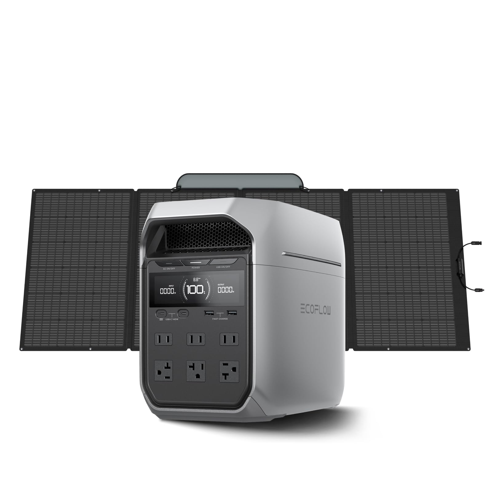 EF ECOFLOW Solar Generator DELTA 3 Classic with 220W Solar Panel, 1024Wh LiFePO4 Battery Portable Power Station, 1800W AC/100W USB-C Output (3600W Surge), 1 Hr Fast Charge for Home, Camping, RV