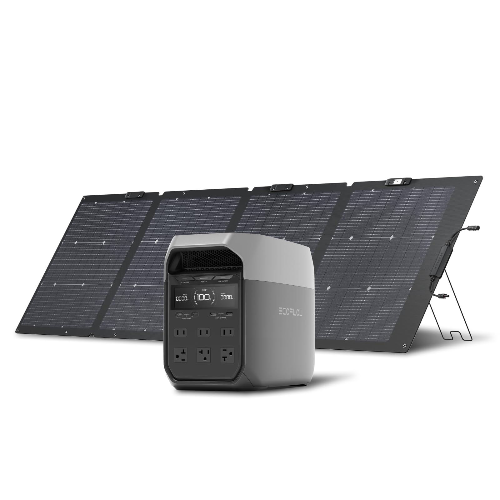 EF ECOFLOW Solar Generator DELTA 3 Classic with 220W Solar Panel, 1024Wh LiFePO4 Battery Portable Power Station, 1800W AC/100W USB-C Output (3600W Surge), 1 Hr Fast Charge for Home, Camping, RV
