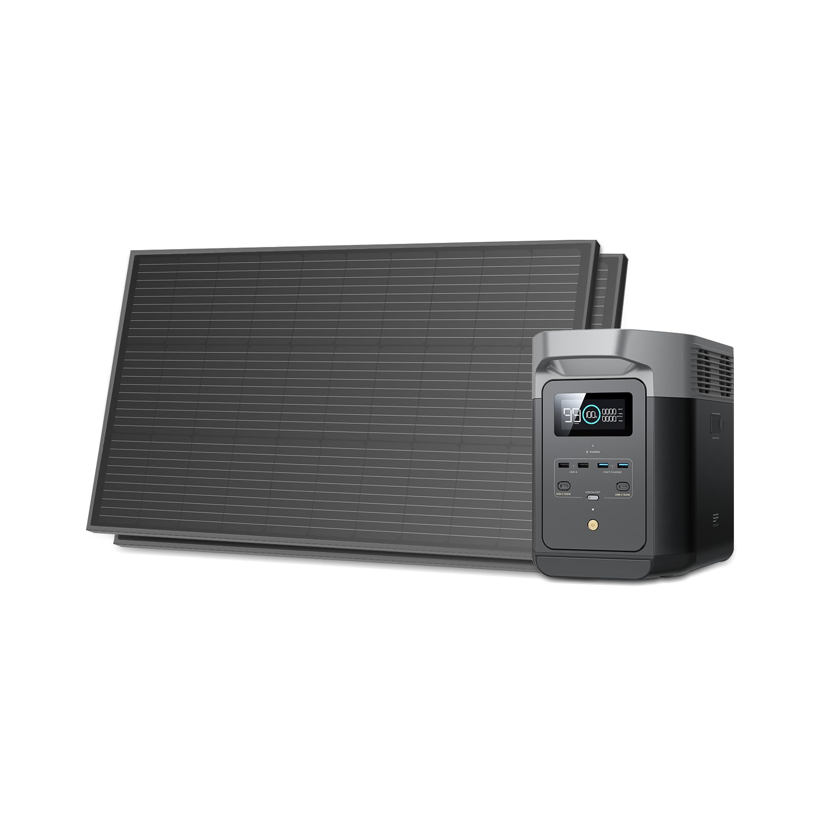 EF ECOFLOW Solar Generator DELTA 3 Classic with 220W Solar Panel, 1024Wh LiFePO4 Battery Portable Power Station, 1800W AC/100W USB-C Output (3600W Surge), 1 Hr Fast Charge for Home, Camping, RV